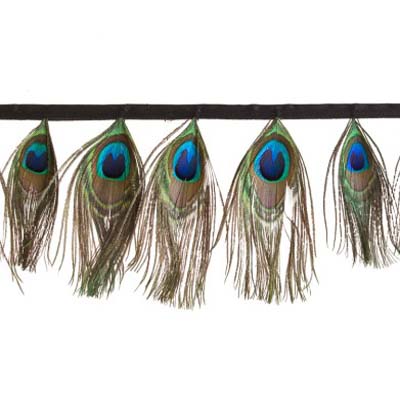 Peacock feathers fringe - GREEN/BLUE